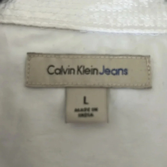 Calvin Klein Jeans White Short Sleeve Button-Up Shirt - Picture 3 of 3